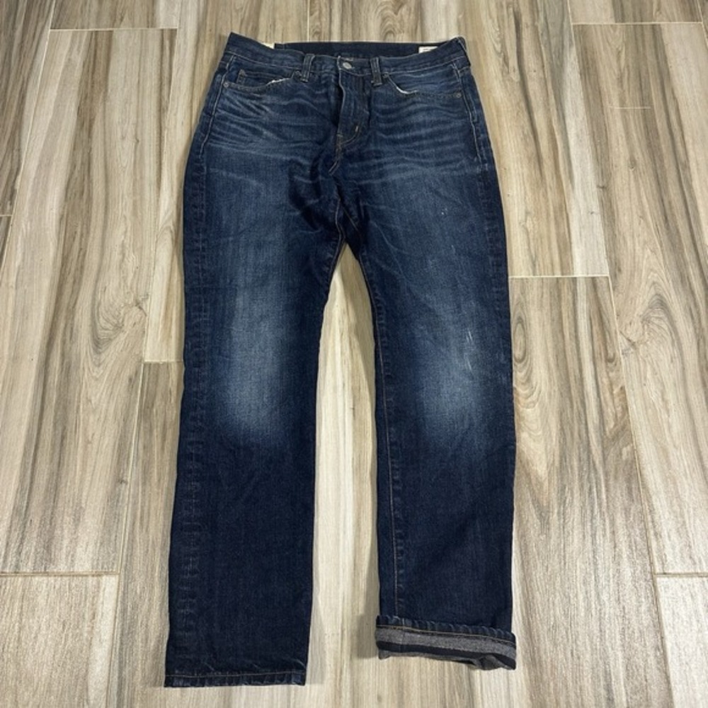 J Crew 770 Jeans 32X29.5 Blue Straight Flannel Lined‎ Japanese Kaihara Casual